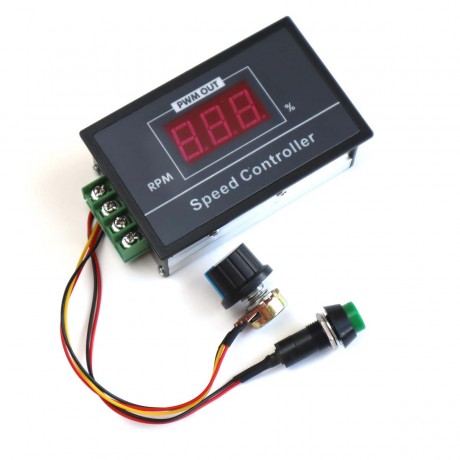 Регулятор оборотов ШИМ 30А, 6-60В в пластиковом корпусе с дисплеем, выносным регулятором и кнопкой включения