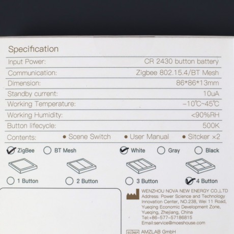 Беспроводной выключатель Zigbee MOES для Tuya / Smartlife