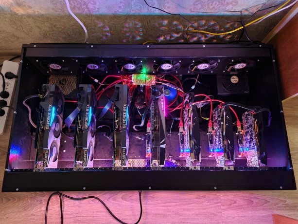 Корпус Cryptone продувной серый с пылевым фильтром на 6, 8, 13 и 15 видеокарт 