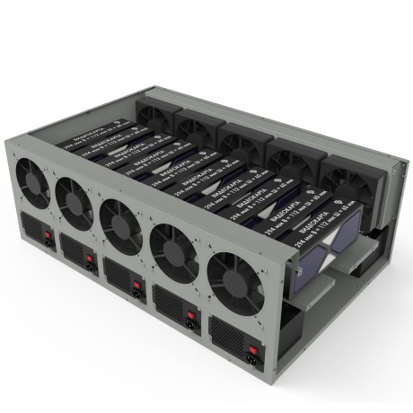Корпус Cryptone продувной серый с пылевым фильтром на 6, 8, 13 и 15 видеокарт 