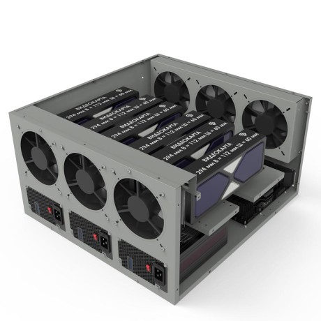 Корпус Cryptone продувной серый с пылевым фильтром на 6, 8, 13 и 15 видеокарт 