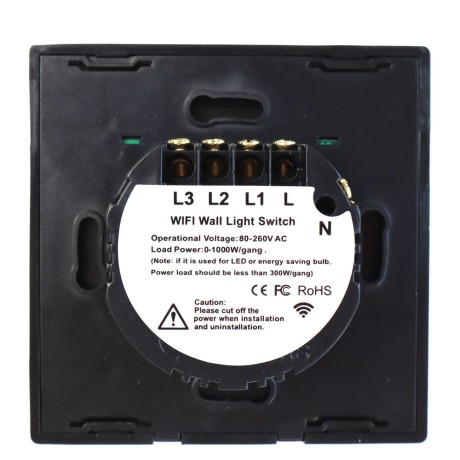 Умный сенсорный выключатель света WIFI+RF433 без нуля и с нулем Tuya с Алисой