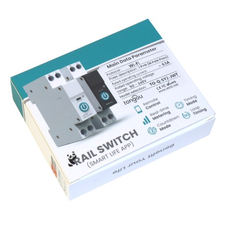 WIFI реле выключатель в Din-рейку с ваттметром 63A Tongou TO-Q-SY2-JWT
