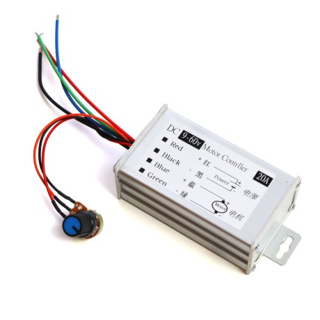 Регулятор оборотов ШИМ 20А, 9-60В в защитном корпусе с выносным потенциометром