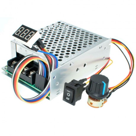 Регулятор оборотов ШИМ 40А, 10-55В (12, 24, 36, 48 В) в защитном корпусе с выносным потенциометром и реверсивной кнопкой