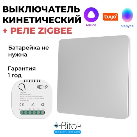 Беспроводной кинетический выключатель света RF 433 МГц Tuya Алиса