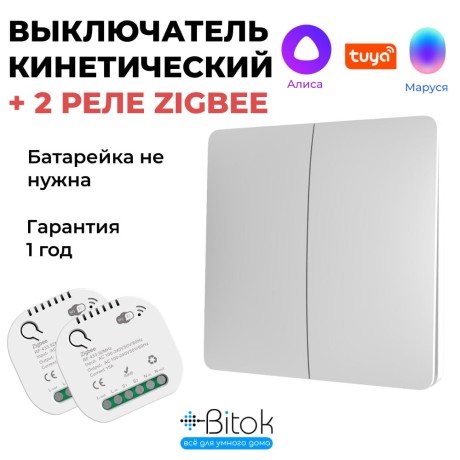 Беспроводной кинетический выключатель света RF 433 МГц Tuya Алиса