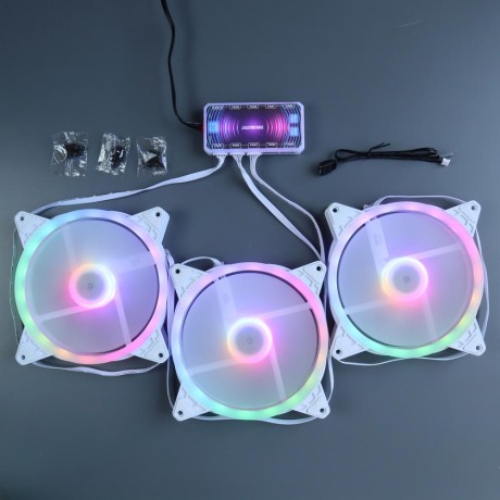 Вентиляторы ARGB 140 мм управляемые c подсветкой белые