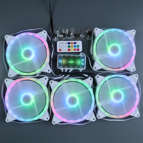 Вентиляторы ARGB 140 мм управляемые c подсветкой белые