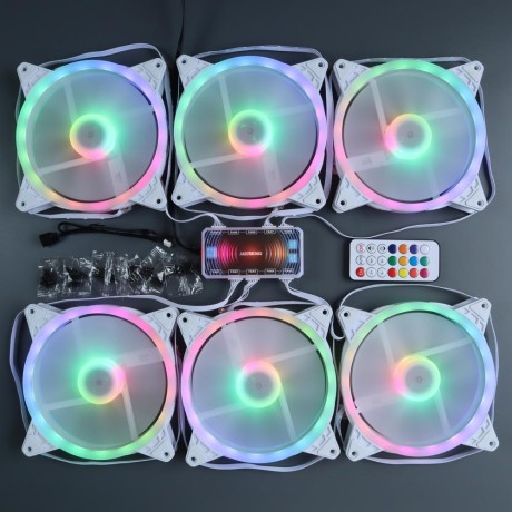 Вентиляторы ARGB 140 мм управляемые c подсветкой белые