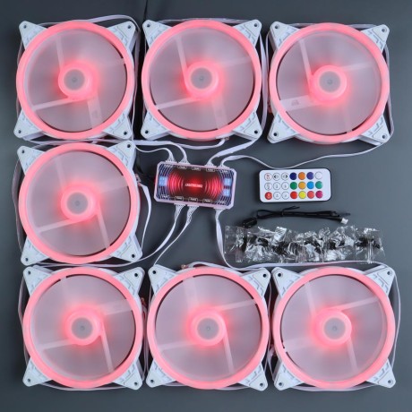 Вентиляторы ARGB 140 мм управляемые c подсветкой белые