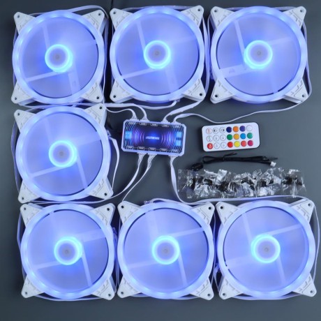 Вентиляторы ARGB 140 мм управляемые c подсветкой белые