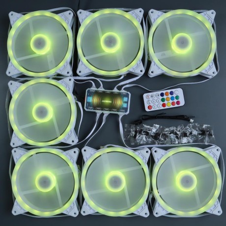 Вентиляторы ARGB 140 мм управляемые c подсветкой белые