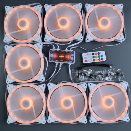 Вентиляторы ARGB 140 мм управляемые c подсветкой белые