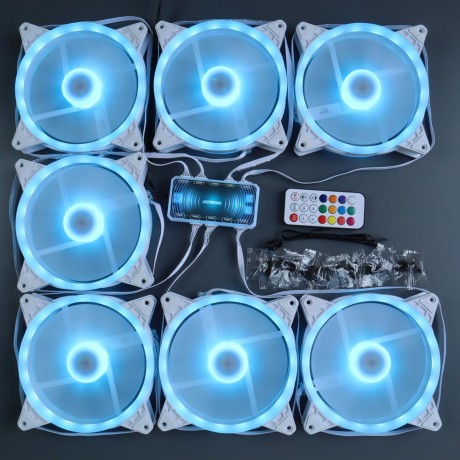 Вентиляторы ARGB 140 мм управляемые c подсветкой белые