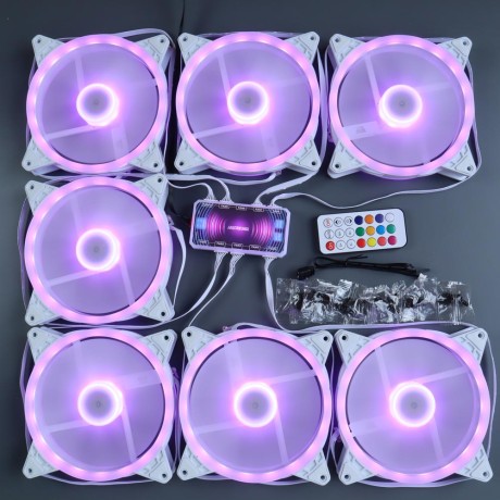 Вентиляторы ARGB 140 мм управляемые c подсветкой белые