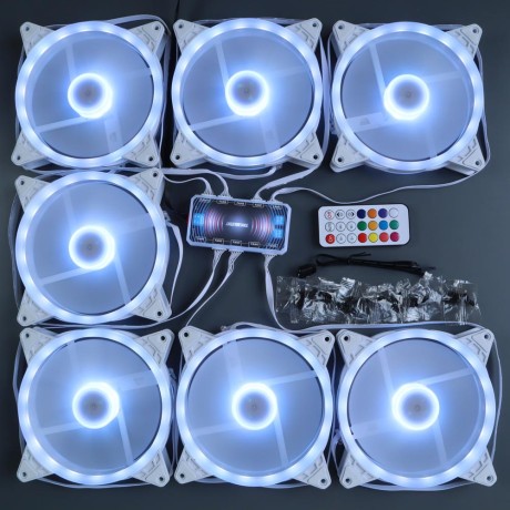 Вентиляторы ARGB 140 мм управляемые c подсветкой белые