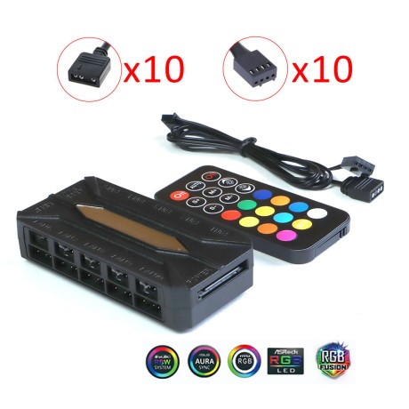 Контроллер для синхронизации вентиляторов с матплатой ARGB 5В 3пин и RGB 4пин