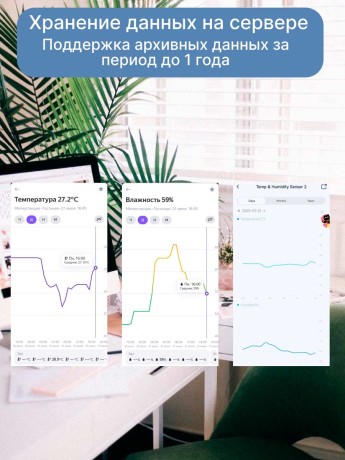 Умный Wi-Fi метеостанция термогигрометр с большим экраном и 2 беспроводными датчиками температуры и влажности Smart Life, Яндекс Алиса, Home Assistant
