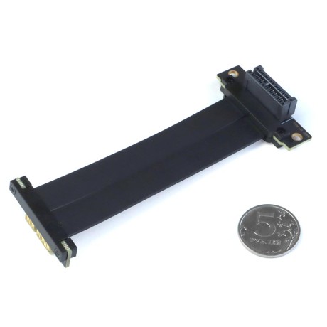 Райзер PCIE 4.0 x1 x1 на шлейфе гибкий черный
