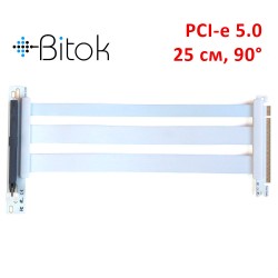 Райзер PCIE 5.0 x16 x16 на шлейфе гибкий белый