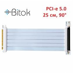 Райзер PCIE 5.0 x16 x16 на шлейфе гибкий белый