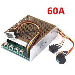 Регулятор оборотов ШИМ 60А, 10-55В (12, 24, 36, 48 В) в защитном корпусе с выносным потенциометром и реверсивной кнопкой