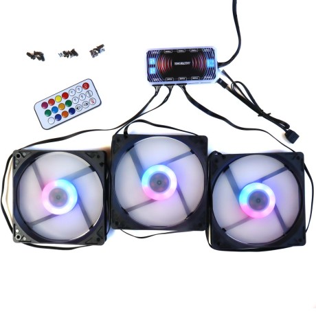 Вентиляторы ARGB низкопрофильные 12020 управляемые 120 мм c подсветкой черные