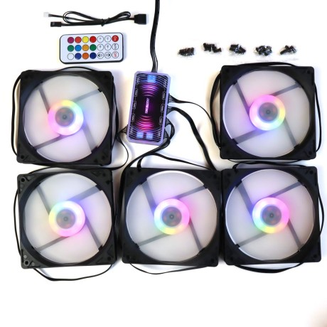 Вентиляторы ARGB низкопрофильные 12020 управляемые 120 мм c подсветкой черные