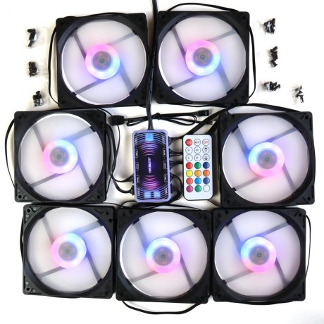 Вентиляторы ARGB низкопрофильные 12020 управляемые 120 мм c подсветкой черные