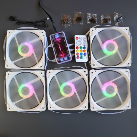 Вентиляторы ARGB низкопрофильные 12020 управляемые 120 мм c подсветкой белые