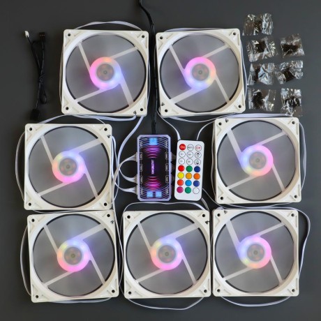 Вентиляторы ARGB низкопрофильные 12020 управляемые 120 мм c подсветкой белые