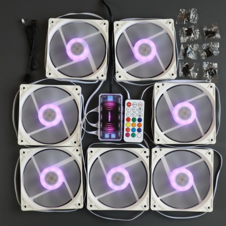 Вентиляторы ARGB низкопрофильные 12020 управляемые 120 мм c подсветкой белые