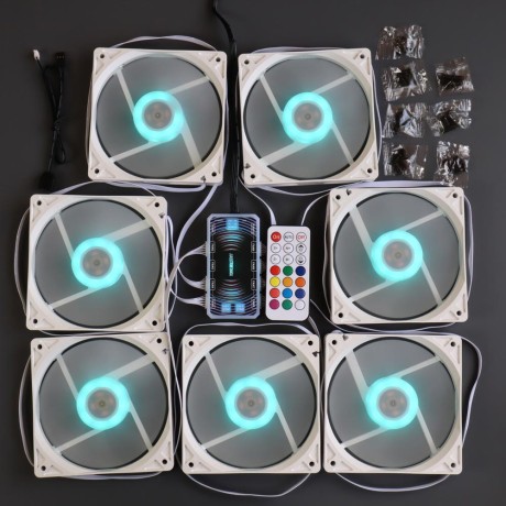 Вентиляторы ARGB низкопрофильные 12020 управляемые 120 мм c подсветкой белые