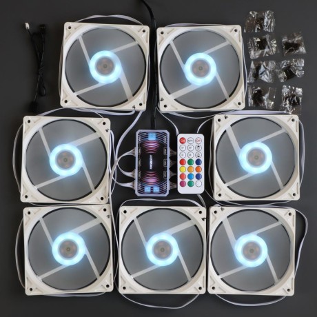 Вентиляторы ARGB низкопрофильные 12020 управляемые 120 мм c подсветкой белые