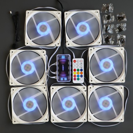 Вентиляторы ARGB низкопрофильные 12020 управляемые 120 мм c подсветкой белые