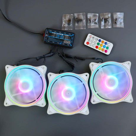 Вентиляторы ARGB 120 мм управляемые c подсветкой белые