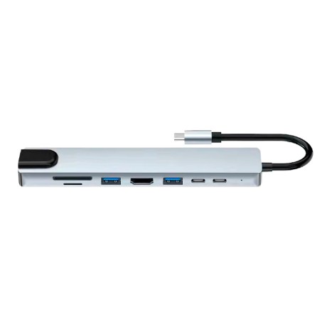 USB type-C хаб 8 в 1: HDMI 4K, RJ45, MicroSD, USBx2, TypeC Power Delivery 87W