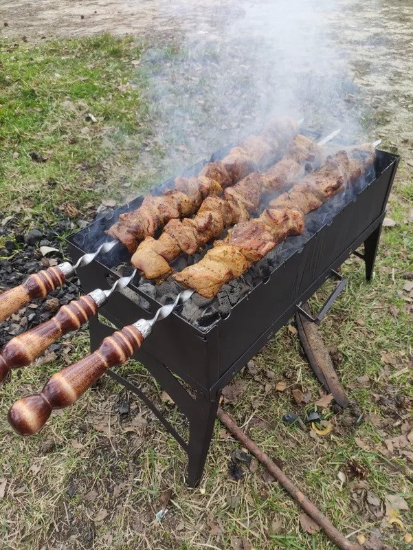 Мангал складной, сталь 1.5мм, с ручкой, большой многоразовый (на 3-5 ...
